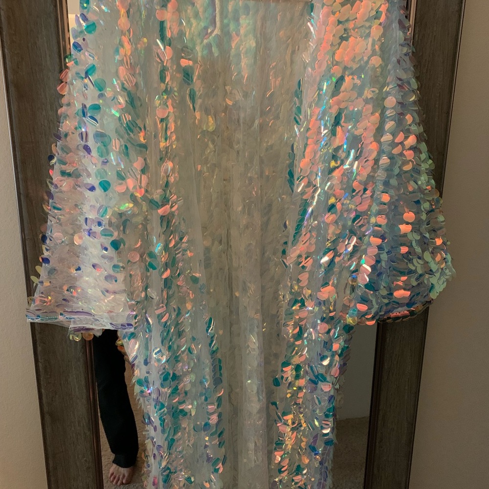Sequin sheer coat